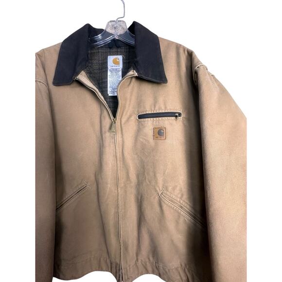 Vtg Carhartt Detroit Jacket J97 Sandstone Duck Blanket Lined Sz 2XL Reg Workwear - Picture 2 of 16